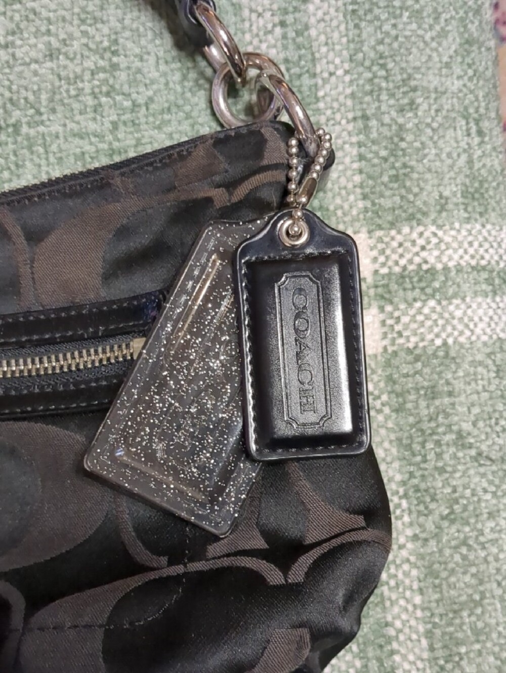 Y2K Coach Black Signature Jacquard Small Shoulder Bag… - Gem